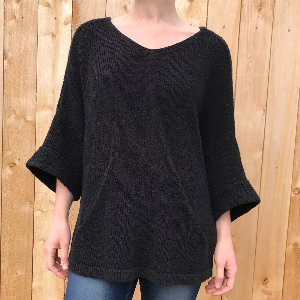 Free People Black Sweater with Pocket